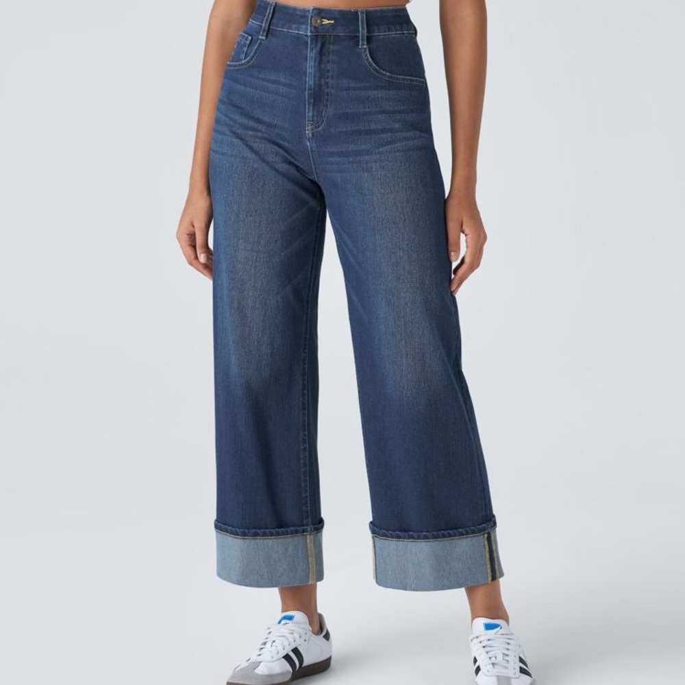 Halara Flex High Waisted Wide Leg Washed Stretchy Knit Size Medium